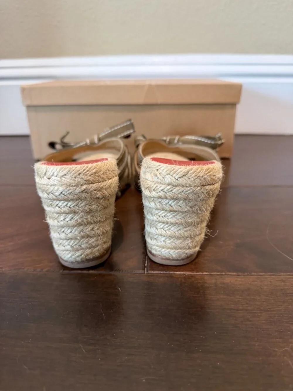Christian Louboutin Tiburon Natural Strappy Wedge Heels Sandals Size 8